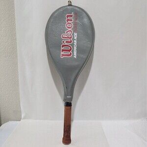 Wilson American Ace Midsize 4 3/8 Tennis Racket Gray and Red w/ Cover